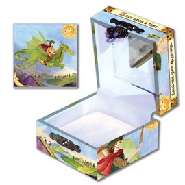 Enchantmints Treasure Chest & Kids Jewelry Box | Tiny Jewelry Chest With Mirror and Soft Satin Cushion | Dragon`s World Original Watercolor Art Design | Ideal for Storing Tiny Treasures