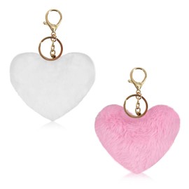 WisePoint Womens Keychain 2PCS, Soft Plush Keychain Cute Keychain for Door Keys and Car Keys, Heart Purse Keychain for Women (style1)