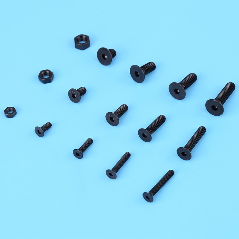 440 Pieces Screws Set M3 M4 M5 Steel Flat Head