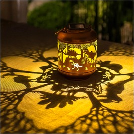 Dinosaur Solar Lanterns Outdoor Waterproof,Hanging Solar Lights Dinosaur Gifts for Women Men Metal LED Decorative Light for Yard,Patio,Lawn,Tabletop,Pathway,Landscape,Garden Decor