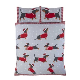 Rapport Home Dachshund Duvet Cover Set, Polycotton, Red, Single