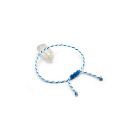 Papacho Creations White and Azure Blue Braided Bracelet with Waxed Thread Fine Rope 2 mm Handmade in France Simple, Adjustable, Unisex and Water Resistant Ref.#Bi39, Ajustable, Waxed Rope, No Gemstone