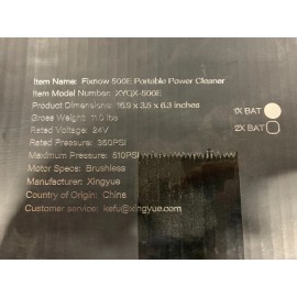 PowerWasher Cordless Pressure Washer, Portable Power Washer, 24V Battery Fixnow 500E