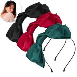 3PCS Stain Bow Headbands For Women Party Decoration Headdress Cosplay Costume Headwear Bow Hair Bands
