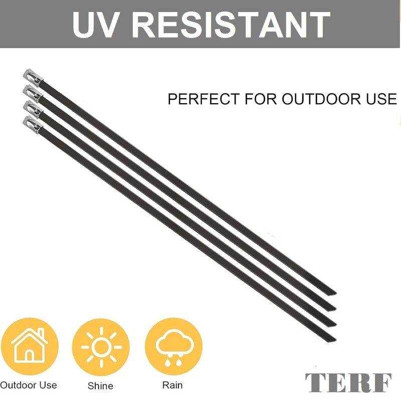 TERF® 20 Pcs Black Stainless Steel Cable Ties 290mm (11.42'')