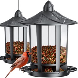 Birdream 2 Pack Bird Feeders for Outdoor Hanging, Assembly Required, 1-Min Easy Setup, Charming Castle Design, Attracting Cardinals Chickadees Goldfinches & Sparrows, Fun Garden Gift