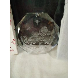 Reflection Collection Vintage NOS Etched Acrylic Nativity Scene Angel + Baby Jesus + Bunny + Sheep