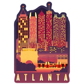 Die Cut Sticker Atlanta, Georgia, Neon Skyline, Contour Vinyl Sticker 1 to 3 inches (Waterproof Decal for Cars, Water Bottles, Laptops, Coolers), Small