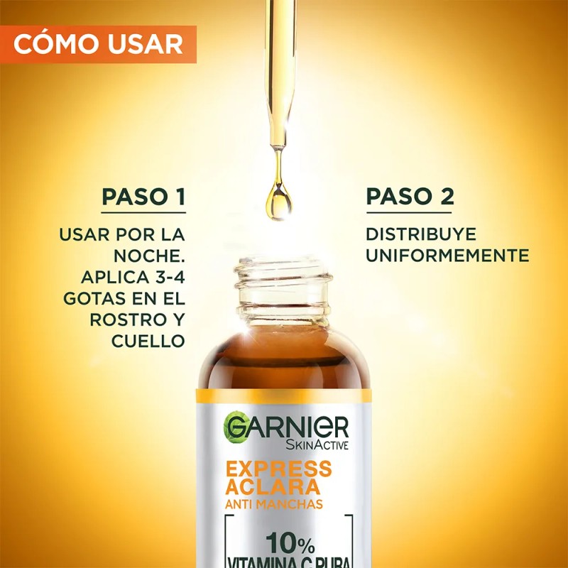 Garnier Express Aclara Sérum Noche Antimanchas con Vitamina C Pura,