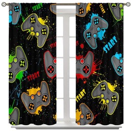 SHElifestyle Kids Gaming Curtain for Bedroom, Video Game Controller Window Treatment Gamer Room Decor Colorful Gamepad Window Drapes for Boys Girls Teens Man Living Room Playroom W42xL45in(Decor)