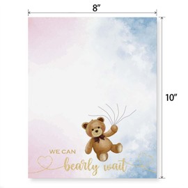 ZWV Gender Reveal Fingerprint Tree Bear, Bear Theme Baby Shower Guest Book Decoration Set, Canvas Painting Gender Reveal Party Creative Souvenirs