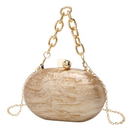 GSYPS Women Acrylic Clutch Purse Marble Evening Bag Glitter Acrylic Shoulder Handbag Wedding Party Prom Trendy Purse Pearl Gold