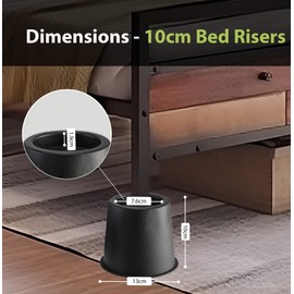 OXENDURE 4" Strong Bed & Furniture Lifters - Your Ideal Solution to Optimize Space for Beds, Sofas, Tables, Chairs and Desks - Set of 4 with Non-Slip Base
