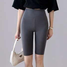 Cross-Border Women's High-Waist 5-Point Yoga Shorts for Spring/Summer Thin S (37.50 Kg-45.00 Kg) / Grey (Light Shorts) 5ea