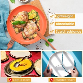 48Pcs Wheat Straw Dinnerware Sets, Unbreakable Plastic Plates and Bowls Sets, Dinner Sets for 4 People, Travel Picnic Camping Cutlery Set, Home Party Cutlery Set, Dishwasher Microwave Safe Dishes