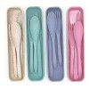 Gadget Cocina Cubiertos Portatiles Ecologicos Con Estuche De Fibra Trigo