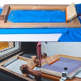 Screen Printing Squeegee Wooden Brush Set 2 Sizes 24cm and 15cm Hand Printing Water Ink Scraper