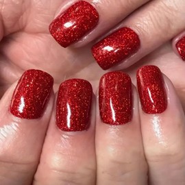 Ceboic 24 Stück Press on Nails Kurz, Square French Fake Nails Kirschrot Einfarbig Fingernägel zum Aufkleben, Glitzer Künstliche Nägel Selbstklebende, Natürlich Nägel Zum Aufkleben für Frauen