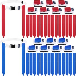 MIUONO Flag Football Belts, Set of Flag Football Flags for Kids Adults, and Youth, Adjustable Flag Football Belt Set 14 Players Training Competition (Red and Blue)