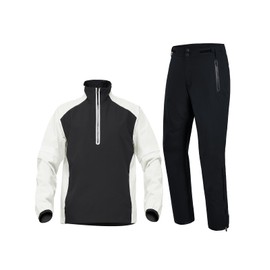fit space Waterproof Golf Rain Suits for Men Performance Rain Jackets and Pants for All Sports (White Half-zip, XX-Large)