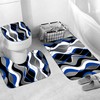 Nkzply 4 Pcs Blue Shower Curtain Black Bathroom Sets with
