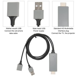 HDMI Cable for Phone to TV, HDMI Cable Compatible with All iOS Android Phones to TV, Phone to TV Adapter Cable, Sync Screen Connector Cable (Black)