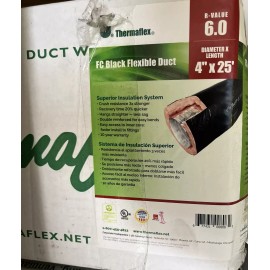 Thermaflex 4” x 25’ Superior Insulated Flexible Round Duct Tube R6 Heating/Vent/A