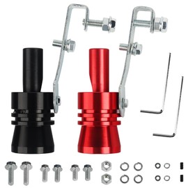 2 x Exhaust Sound Booster, Turbo Sound Simulator Whistle, Gxhong Aluminium Alloy Car Turbo Sound Exhaust XL, Exhaust Whistle Pipe, Red and Black, for Cars, Motorcycles