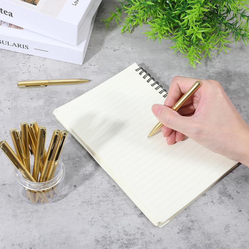 100 Pcs Gold Ballpoint Pens, 4 Inch Metal Slim Ballpoint