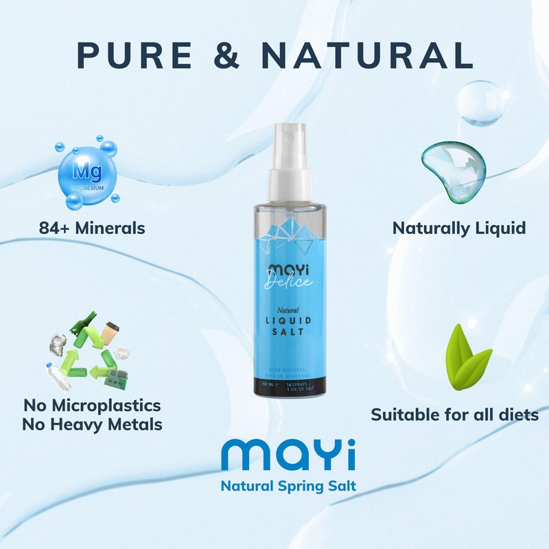 MAYİ Liquid Spring Salt Spray for Food - Kosher, Microplastic-Free,