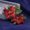 Christmas Brooch Pins Red Cubic Zirconia Dainty Flower Christmas Jingle