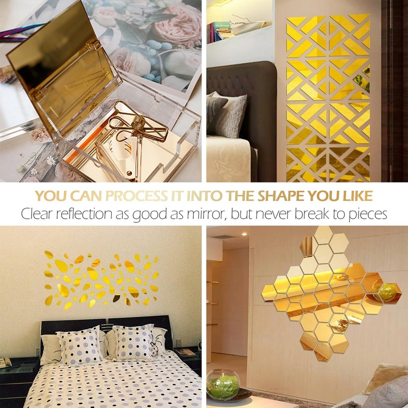 Gold Mirror Acrylic Sheets, 2 Pack 12" x 12" Square
