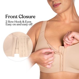 HSIA Posture Bras for Women - Front Closure Bra for Women No Underwire Back Support Plus Size Full Coverage Bra Light Beige