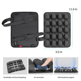 JFT Motorcycle Seat Cushion Air Pad, Pressure Relief Ride Motorcycle Cushion Large for Cruiser Touring Saddles (Black)