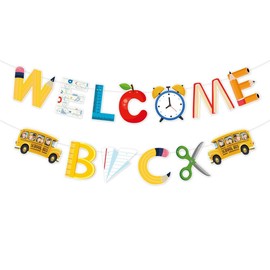 Welcome Back Banner,Back to School Banner 2PCS,First Day Of School Colorful Bunting Banner Flag Garland For Classroom Kindergarten Primary Middle High School College Home Office Decor