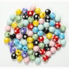 JIHUOO 50 Pcs 16mm Wood Daisy Pattern Beads Round Colored