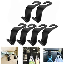 Witbicg Bag Holder Car, Pack of 6 Car Headrest Hooks, Handbag Holder, Car Seat Hook for Car Seats, Car Hooks for Bag, Suitable for All Types of Car Models (Black)