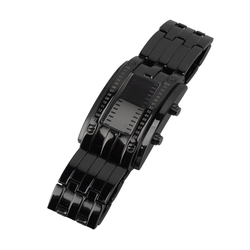 Dual Line Binary Watch Digital Blue LED Alloy Binary Fashion