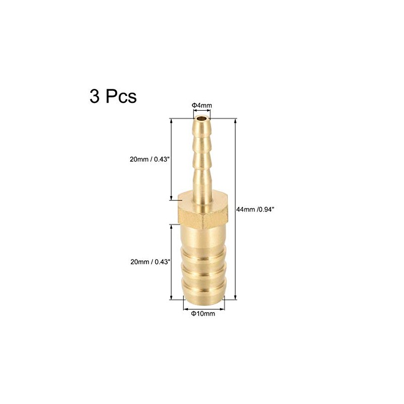 sourcing map Straight Brass Barb Fitting Reducer, Fit Hose ID
