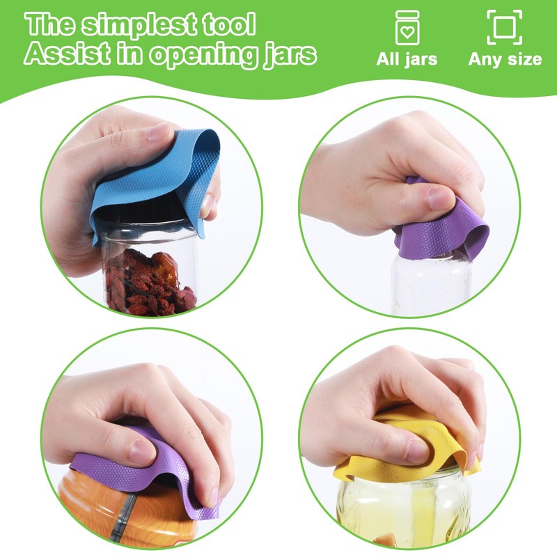 Grevosea 4Pcs Rubber Jar Opener Grippers, Jar Opener Gripper Pad