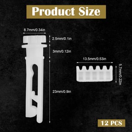 Tyqour 12 Pcs Vertical Blind Carrier Gear and Stem, White Vertical Blinds Replacement Parts Plastic Repair Kit for Headrail Carrier Stem Curtain Accessories