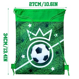 Pack of 12 Football Gift Bags, Football Party Drawstring Bag, Drawstring Football Bags, PQKL-party 30 x 25 cm Football Drawstring Backpack for Children, for Girls Boys Football Birthday Party Bags