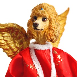 Poodle (Apricot) Angel Tree Topper - RED Dress