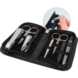 3 Swords Germany - brand quality 8 piece manicure pedicure grooming kit set for professional finger & toe nail care scissors clipper fashion leather case in gift box, Made in Solingen Germany (03904)
