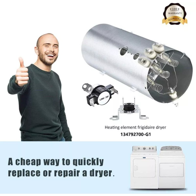 ykc-parts 134792700 Dryer Heating Element for Electrolux Frigidaire PS2349309 AP4368653