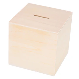 WOONEKY Wooden Square Piggy Bank for Unfinished DIY Craft Kit Cute Cartoon Design Money Storage for Rooms Home Decor Compact Safe Coin Counting Bank