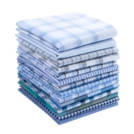 MileyMarla Assorted Pack of Mens White Color Border Cotton Handkerchiefs Plaid 6PCS