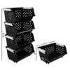 Wekioger 4 Pack Plastic Stackable Storage Baskets, Large Stacking Organizer