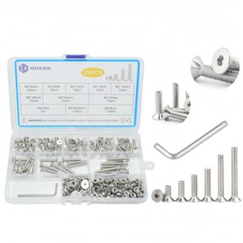 WZHUIDA 330 Piece M4 Screws Set, Stainless Steel Countersunk Screws Metric Hexagon Socket Screws Nuts and Washers Assortment Set, Thread Machines Hex Screws