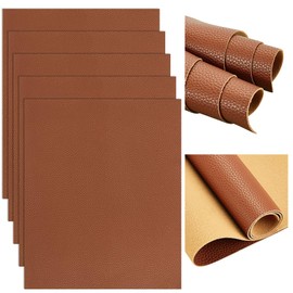AHANDMAKER Pack of 5 Laser-able Leather Sheets 9.8 x 11.8 Inch Faux Leather Patches Blanks Laser Engraving Faux Leather Leaves Laser Engraving Yellow-Brown